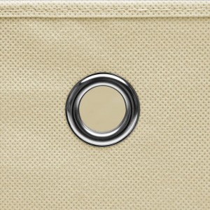 Caixas de arrumação com tampa 4 pcs 32x32x32 cm tecido creme H