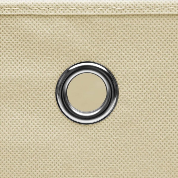 Cajas de almacenaje con tapas 4 uds tela crema 32x32x32 cm M 2