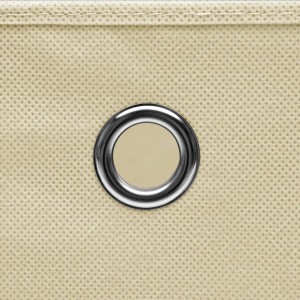 Cajas de almacenaje con tapas 10 uds tela crema 32x32x32 cm H
