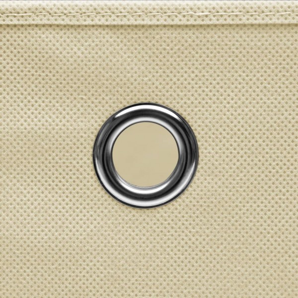 Cajas de almacenaje con tapas 10 uds tela crema 32x32x32 cm M 2