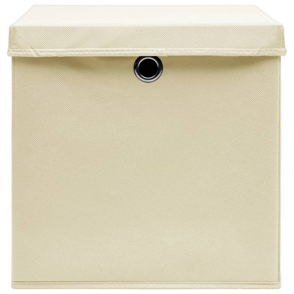Cajas de almacenaje con tapas 10 uds tela crema 32x32x32 cm M 4