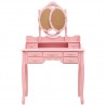 Tocador con taburete y espejo triple plegable rosa 5