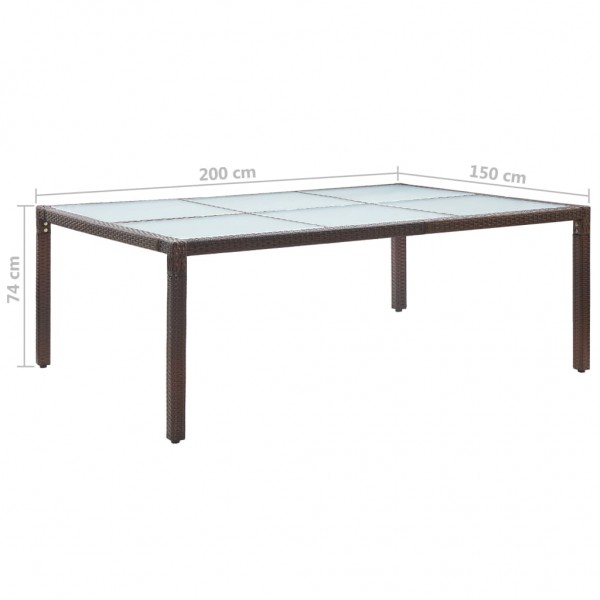 Mesa de jantar p/ exterior 200x150x74 cm vime PE castanho M 5