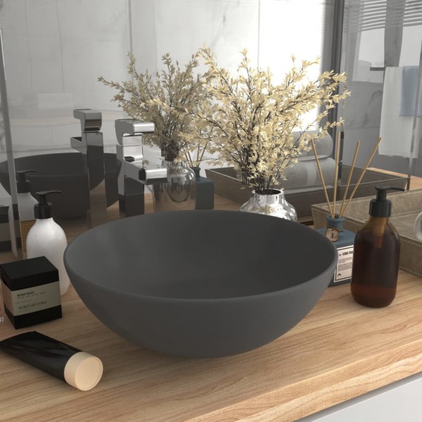 Lavabo de cuarto de baño redondo cerámica gris claro D