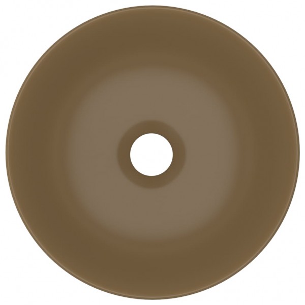 Lavatório de casa de banho redondo cerâmica creme mate M 3