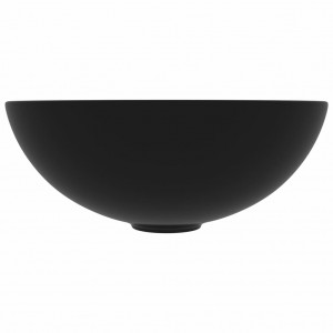 Lavatório de casa de banho redondo cerâmica preto mate H