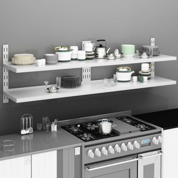 Estanterías flotantes 2 niveles 2 uds acero inoxidable 200x30cm D