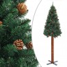 Árvore de Natal fina feita de madeira verdadeira e pinhas PVC 150 cm 1
