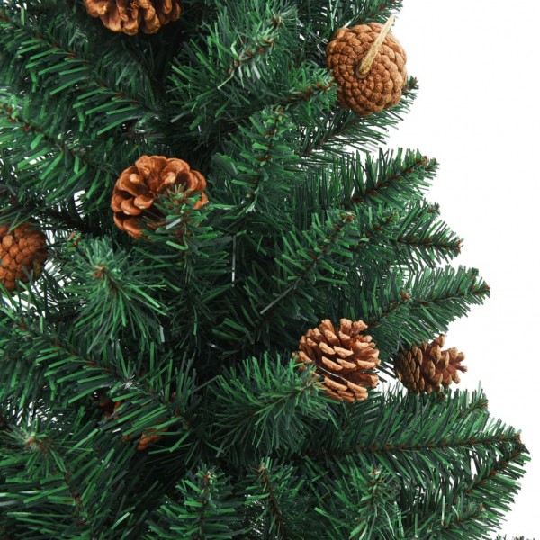 Árvore de Natal fina madeira e pinhas genuínas 180 cm PVC verde M 4