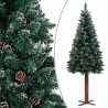 Árbol de Navidad delgado madera auténtica y piñas PVC 150 cm 1