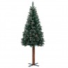Árbol de Navidad estrecho con madera real y nieve 180 cm verde 2