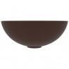 Lavabo de cuarto de baño redondo cerámica marrón oscuro 3
