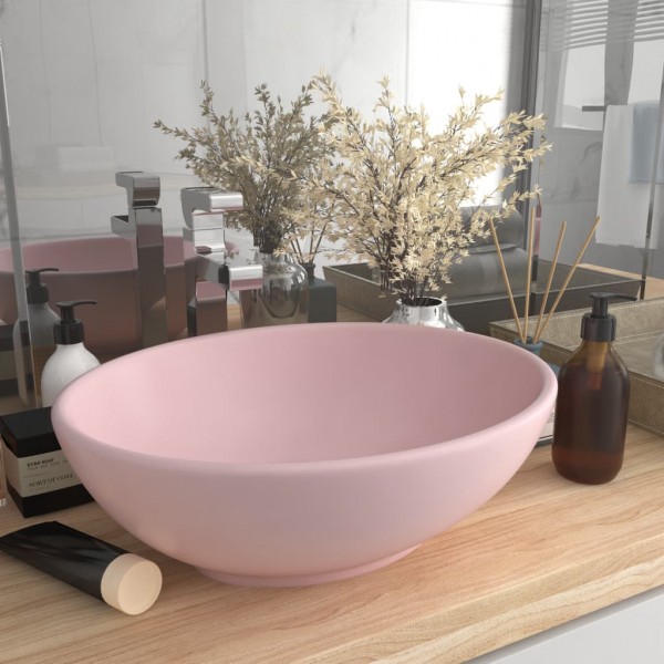 Lavabo de lujo ovalado cerámica rosa mate 40x33 cm D
