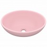 Lavatório luxuoso formato oval 40x33 cm cerâmica rosa mate 2