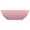 Lavatório luxuoso formato oval 40x33 cm cerâmica rosa mate 3