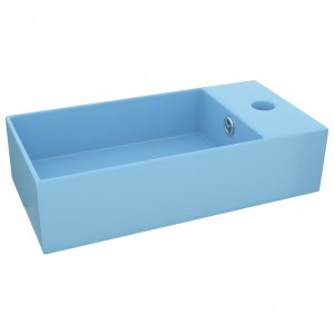 Lavabo con rebosadero cerámica azul claro H