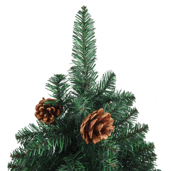 Árvore de Natal fina madeira e pinhas genuínas 210 cm PVC verde M 3