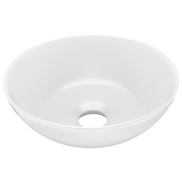 Lavatório de casa de banho redondo cerâmica branco mate M 2