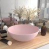 Lavabo de cuarto de baño redondo cerámica rosa mate 1