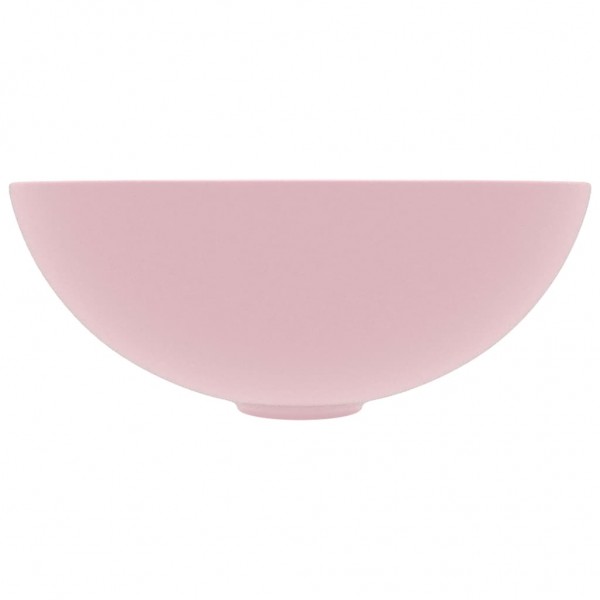 Lavabo de cuarto de baño redondo cerámica rosa mate M 3