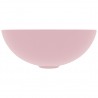 Lavabo de cuarto de baño redondo cerámica rosa mate 3