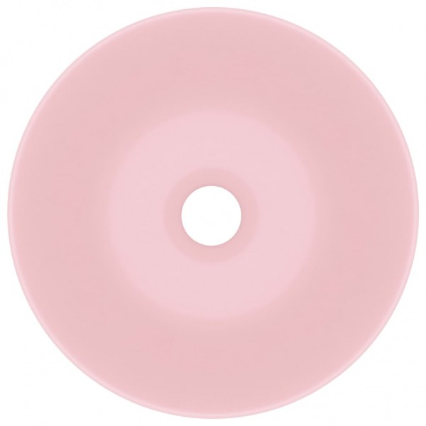Lavabo de cuarto de baño redondo cerámica rosa mate M 4