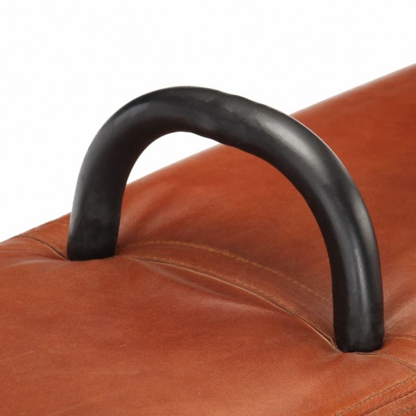 Banco Turnbock vintage con asas de cuero de cabra auténtico M 5