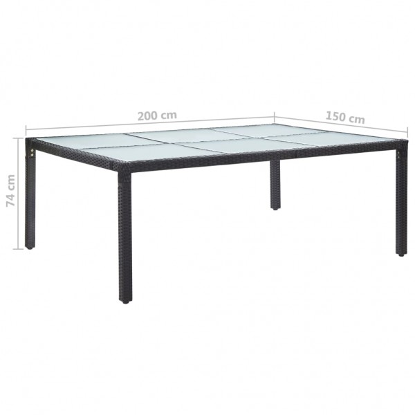 Mesa de comedor de jardín negro 200x150x74 cm ratán sintético M 5