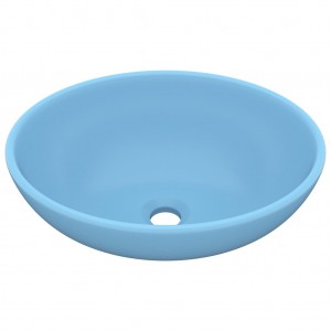 Lavabo de lujo ovalado cerámica azul claro mate 40x33 cm H