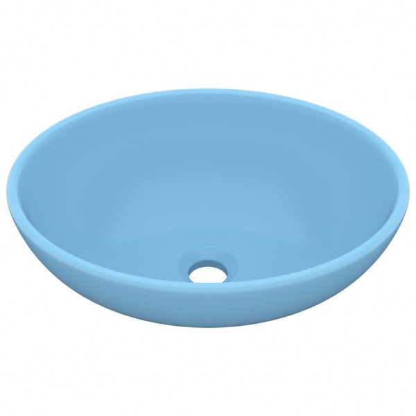 Lavatório luxuoso formato oval 40x33cm cerâmica azul-claro mate M 2