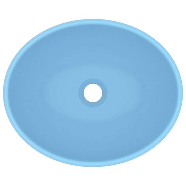 Lavatório luxuoso formato oval 40x33cm cerâmica azul-claro mate M 4