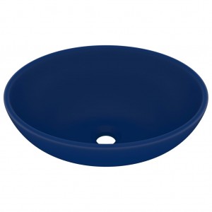 Lavabo de lujo ovalado cerámica azul oscuro mate 40x33 cm H