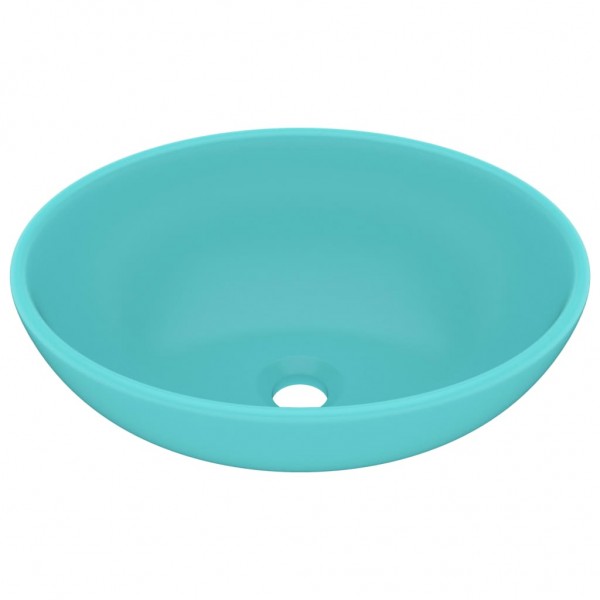Lavatório luxuoso oval 40x33cm cerâmica verde-claro mate M 2