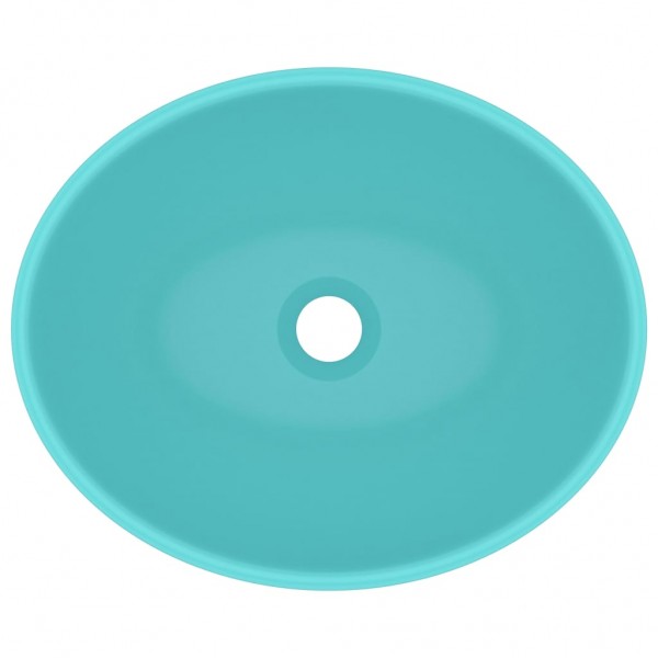 Lavatório luxuoso oval 40x33cm cerâmica verde-claro mate M 4