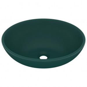 Lavabo de lujo ovalado cerámica verde oscuro mate 40x33 cm H