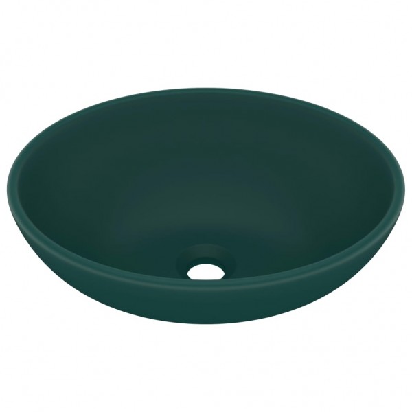 Lavabo de lujo ovalado cerámica verde oscuro mate 40x33 cm M 2
