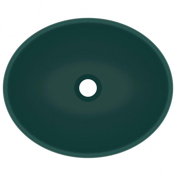 Lavatório luxuoso oval 40x33cm cerâmica verde-escuro mate M 4