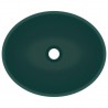 Lavatório luxuoso oval 40x33cm cerâmica verde-escuro mate 4