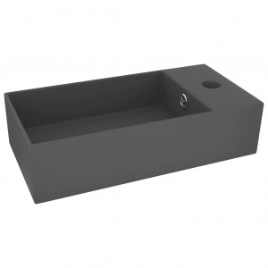 Lavabo con rebosadero cerámica gris oscuro H
