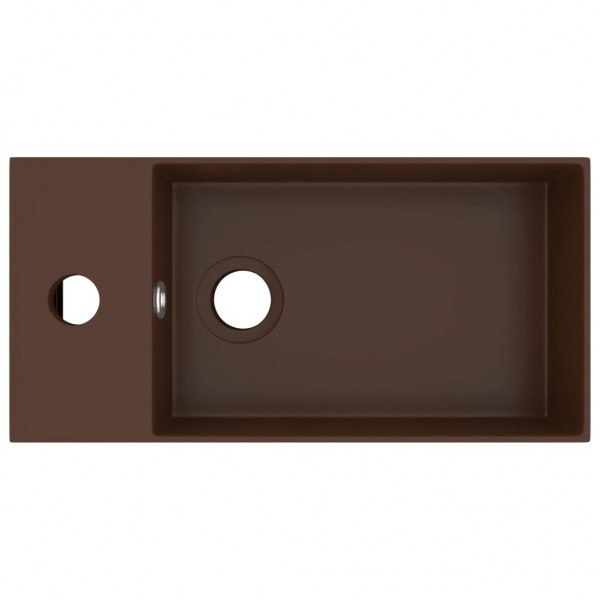 Lavatório WC c/ extravasamento cerâmica castanho-escuro M 3