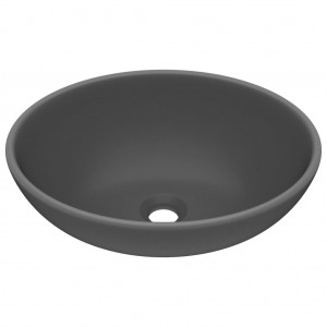 Lavatório luxuoso oval 40x33cm cerâmica cinzento-escuro mate H