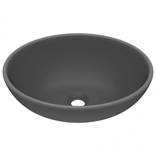 Lavatório luxuoso oval 40x33cm cerâmica cinzento-escuro mate M 2