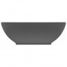 Lavatório luxuoso oval 40x33cm cerâmica cinzento-escuro mate 3