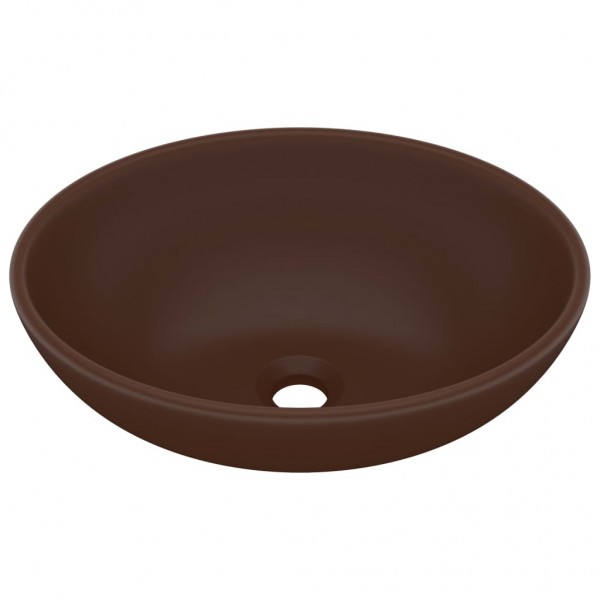 Lavatório luxuoso oval 40x33cm cerâmica castanho-escuro mate M 2