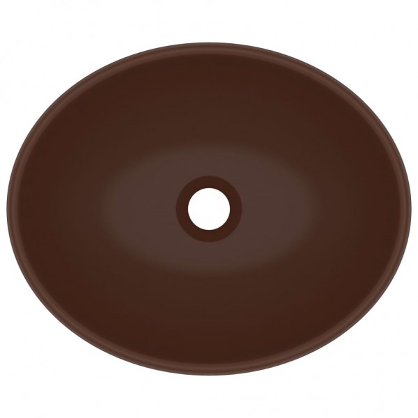 Lavatório luxuoso oval 40x33cm cerâmica castanho-escuro mate M 4