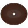 Lavatório luxuoso oval 40x33cm cerâmica castanho-escuro mate 4
