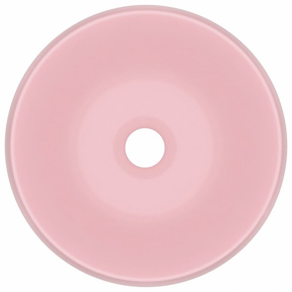 Lavatório luxuoso redondo 40x15 cm cerâmica rosa mate M 2
