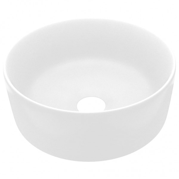 Lavatório luxuoso redondo 40x15 cm cerâmica branco mate M 2