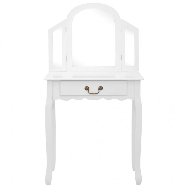 Tocador y taburete madera paulownia y MDF blanco 65x36x128 cm M 3