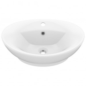 Lavabo lujoso con rebosadero  cerámica blanco mate 58.5x39 cm H